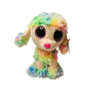 Ty Beanie Boos Rainbow MultiColor Poodle Dog Glitter Eyes 6" Tags
